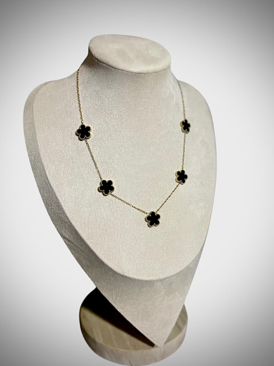 (Black) Al-hambra Set - Necklace, earrings and bracelet